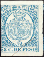 ESPAGNE / ESPANA - COLONIAS (Cuba) 1888 "TIMBRE MOVIL" Fulcher 1329 5c Azul - Inutilizado A Pluma - Cuba (1874-1898)