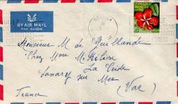 NOUVELLE CALEDONIE SEUL SUR LETTRE AVION POUR LA FRANCE 1958 - Cartas & Documentos