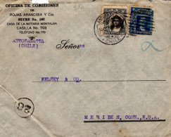 CHILI AFFRANCHISSEMENT COMPOSE SUR LETTRE POUR LES USA 1909 - Cile