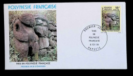 CL, FDC, 1 Er Jour, Polynésie Française, Papeete, 8 Fév. 84, Tikis En Polynésie Française - Storia Postale