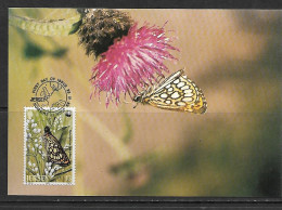 JERSEY 1989 CARTE MAXIMUM PAPILLONS  YVERT  N°470 - Vlinders