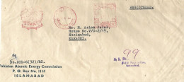 PAKISTAN Postal History Cover - Meter Franking Slogan Mark In Red Ink  PAKISTAN AUTOMIC ENERGY  7-11-1982 KARACHI> - Pakistan