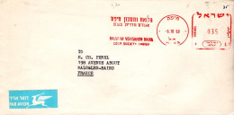 ISRAEL EMA SUR LETTRE AVION POUR LA FRANCE 1968 - Briefe U. Dokumente