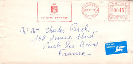 ISRAEL EMA SUR LETTRE AVION POUR LA FRANCE 1972 - Cartas & Documentos