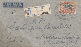 Thailand 1937: Air Mail Registered Bangkok To Catanzaro/Milano/Italy - Thaïlande