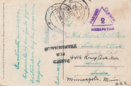 Thailand 1940: Post Card Bangkok To Mineapolils, Censor  - Thailand
