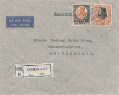 Thailand 1939: Registered Air Mail Bangkok To Dübendorf/Zürich - Thaïlande