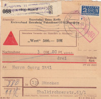 BiZone Paketkarte 1949: Rosenheim N. Mün., Selbstb., Nachn., Wertkarte, Notopfer - Briefe U. Dokumente