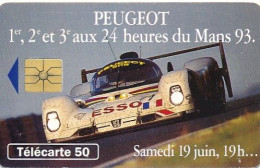 Télécarte France (07/93) Peugeot 24 H Du Mans 93 (motif, état, Unités, Etc Voir Scan) + Port - Non Classificati