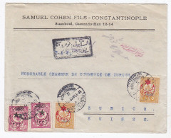 Türkei R-Brief Mit MIF Von Samuel Cohen Fils Constantinople In Die Schweiz Schöne Vignette - Lettres & Documents