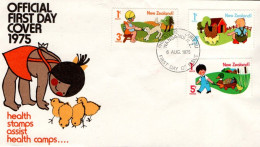 NOUVELLE ZELANDE FDC 1975 ENFANCE ET BEBES ANIMAUX - FDC