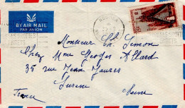 NOUVELLE CALEDONIE SEUL SUR LETTRE AVION POUR LA FRANCE 1958 - Covers & Documents