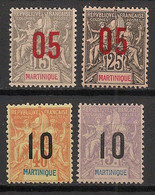 MARTINIQUE - 1912 - N°YT. 78 à 81 - Type Groupe - Série Complète - Neuf * / MH VF - Neufs