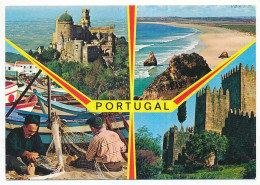 CPSM / CPM 10.5 X 15 Portugal (71) Château Plage Pécheurs Ravaudant Un Filet - Braga