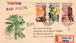 TCHECOSLOVAQUIE LETTRE FDC RECOMMANDEE POUR LA FRANCE 1961 ADMIS SANS VISITE PAR LA DOUANE - Covers & Documents