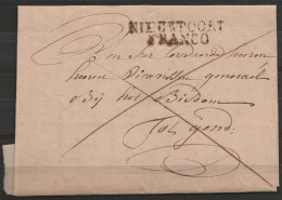 L. Datée 1827 De Nieuport Pour GENT + Griffe "NIEUWPOORT/FRANCO" - 1815-1830 (Hollandse Tijd)