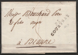 L.datée 1801 De COURTRAY Pour Négociant En Vins à BEAUNE (France) + Griffe "91/COURTRAY" - 1714-1794 (Paises Bajos Austriacos)
