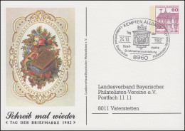 Privatpostkarte PP 106/90 Tag Der Briefmarke Blumen SSt KEMPTEN 24.10.1982 - Buste Private - Nuovi