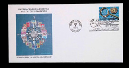 CL, FDC, 1 Er Jour, United Nations, New York, Oct. 8 1976, 25 Th Anniversary U.N. Postal Administration, 2 Scans - Brieven En Documenten