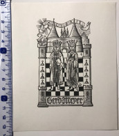 Ex-libris Pour Gerd Meyer. Échecs Roi Dame Tour Château. Exlibris For Gerd Meyer. Chess King Queen Rook Castle - Exlibris