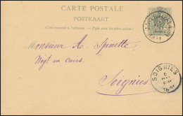 Belgien Postkarte P 26I Ziffer Aus ANVERS (PALAIS) 5.5.1891 Nach SOIGNIES 6.5.91 - Sonstige & Ohne Zuordnung