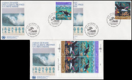 UNO Genf: Saubere Meere 1992 Einzelmarken ER-Viererblock Recht Auf 3 Schmuck-FDC - Protezione Dell'Ambiente & Clima