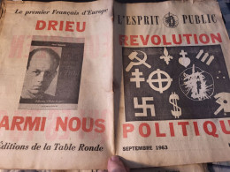 L ESPRIT PUBLIC/ DRIEU /REVOLUTION POLITIQUE /ROSFELDER/MABIRE/ / ARGOUD/ALGERIE FRANCAISE/DE GAULLE BOMBE/DIEM BOUDDHA/ - Política