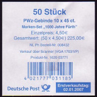 66 MH Fürth 2007, Banderole Für 50 MH In Der Farbe Blau - 2001-2010