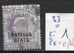 PATIALA 33 Oblitéré Côte 1 € - Patiala