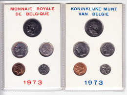 Monnaie Royale De Belgique 1973 Koninklijke Munt Van België. 2 Cartes De 5 Pièces Non Circulées - FDC, BU, BE & Estuches