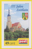 Zeithain Sachsen **, Postmodern Privatpost Wunschbriefmarke 001-07-2010, Kirche,  777 Jahre Wappen - Privatpost