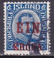 IS019A– ISLANDE – ICELAND – 1926 – KING CHRISTIAN X OVERP. – SG # 146 USED 50 € - Gebraucht