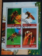 UGANDA 2014, Bees, Insects, Fauna, Miniature Sheet, Used - Honingbijen
