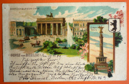 GERMANY - GRUSS AUS BERLIN, BRANDENBURGER THOR , OLD LITHO 1899 - Porta Di Brandeburgo