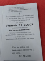 Doodsprentje François De Block / Moerbeke Waas 22/6/1898 Sint Niklaas Waas 24/4/1978 ( Margareta Audenaert ) - Religion & Esotérisme