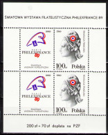 POLAND , POLSKA 1989 _ Fi.3056**- Block 94II _ Philatelic Exhibition "Philexfrance 89" MNH - Ungebraucht