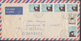 Portugal Por Avion Air Mail CAMINHA 1971 Cover Letra ESBJERG Denmark 4-Stripe & Mill Mühle Moulin Stamps - Cartas & Documentos