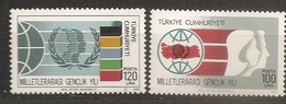 Turquie Türkiye 1985 N° 2474 / 5 ** Année Internationale De La Jeunesse, Carte, Mappemonde, Emblème, Femme - Neufs