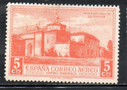 SPAIN ESPAÑA SPAGNA 1930 AIR POST MAIL AIRMAIL CHRISTOPHER COLUMBUS ISSUE LA RABYDA MONASTER  5c MLH - Ungebraucht