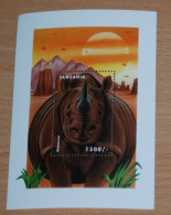 TANZANIA, Rhino, Animals, Fauna, Souvenir Sheet, MNH** - Neushoorn