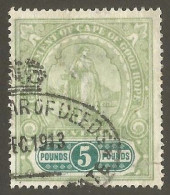 Cape Of Good Hope REVENUE 1898. 5 Pounds Green And Dark Green. Barefoot 142. - Cape Of Good Hope (1853-1904)