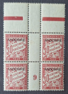 Andorre Français 1931/32 Taxe N°3 Bloc De 4 BdF Millesime 9 **TB - Nuovi