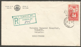 1957 Registered Corner Card Cover 25c Chemical RPO Duplex Palmerston Ontario - Historia Postale
