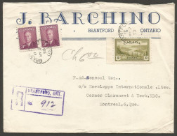 1950 Registered Cover 16c Peace/GVI RPO CDS Brantford Ontario To Montreal PQ Quebec - Postgeschiedenis