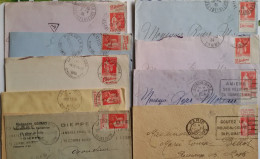 FRANCE - 9 Lettres Avec Timbres Publicitaires Différents 50c Type Paix - Brieven En Documenten