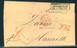 1862, "BERLIN POST-EXP. 9 - POTSDAMER BHF. Auf Faltbrief Bach Frankreich - Briefe U. Dokumente