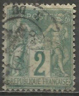 France - Type Sage - N°74 2 C. Vert Obl. - 1876-1898 Sage (Type II)