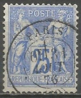 France - Type Sage - N°78 25 C. Outremer Obl. PARIS - 1876-1898 Sage (Tipo II)