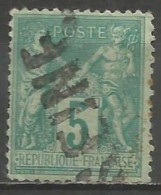 France - Type Sage - N°75 5 C. Vert - Obl. Jour De L'an SEINE - 1876-1898 Sage (Type II)