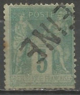 France - Type Sage - N°75 5 C. Vert - Obl. Jour De L'an SEINE - 1876-1898 Sage (Tipo II)